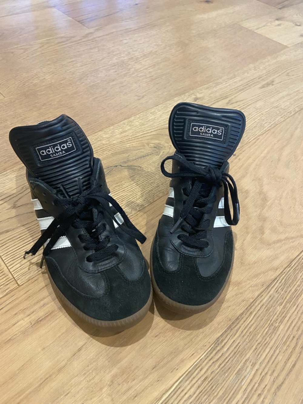Vintage 2001 adidas Black Samba Sneakers with White Stripes